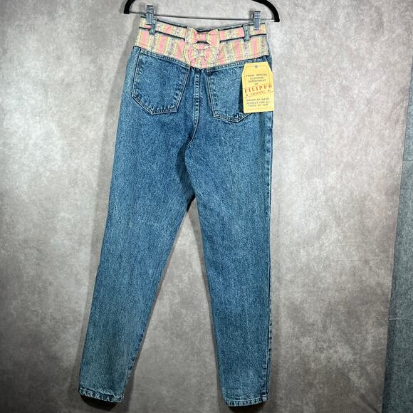 Vintage J.J. Jeans By Filippo Jeans Womens 11/12 Blue Stone Washed Denim 80s NEW - Picture 6 of 12